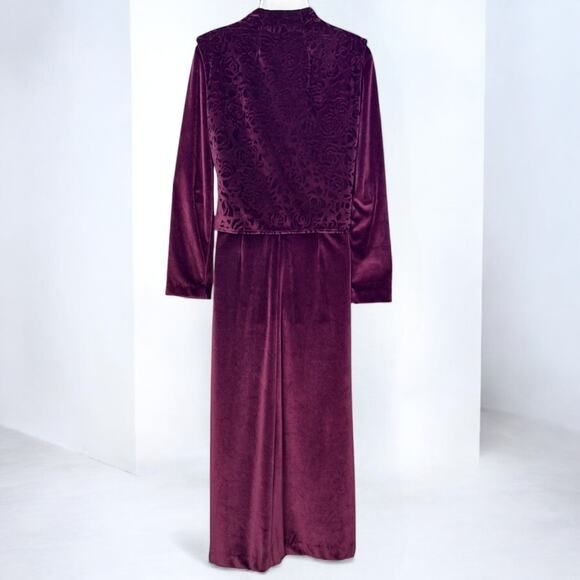 Velvet Maxi Dress Vest Set Purple Gothic Victorian Renaissance Sz 10 Vintage 70s - Picture 11 of 13